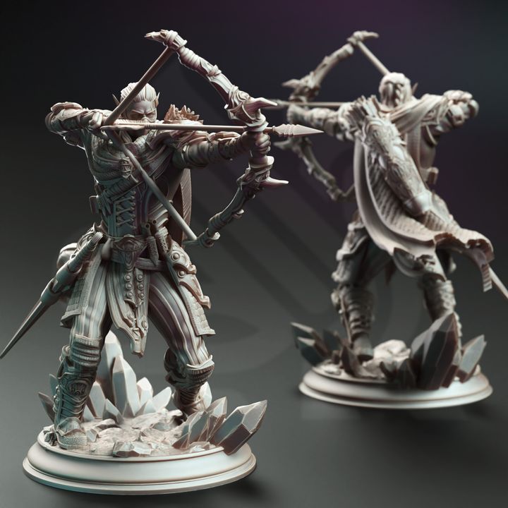 Underdark Elven Archer Bowman 32mm Scale - Drow Ranger by DM Stash