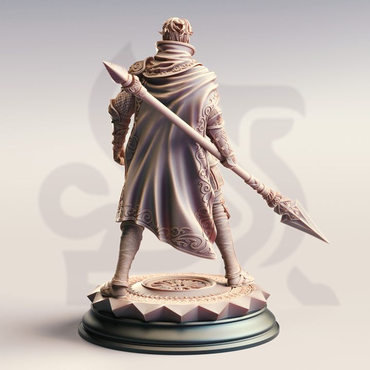 Polearm Fantasy Warrior Fighter 32mm Scale - Human Spear Master by DM Stash