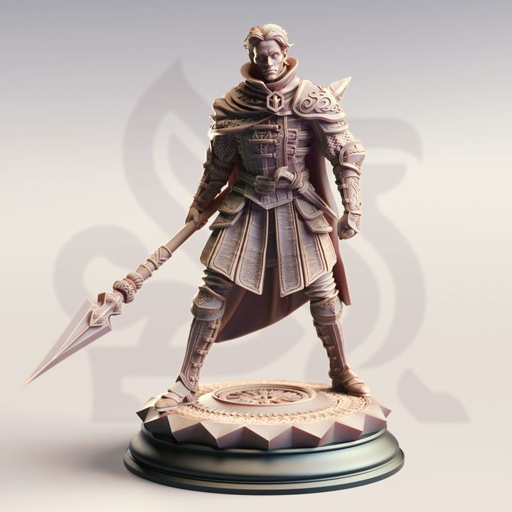Polearm Fantasy Warrior Fighter 32mm Scale - Human Spear Master by DM Stash