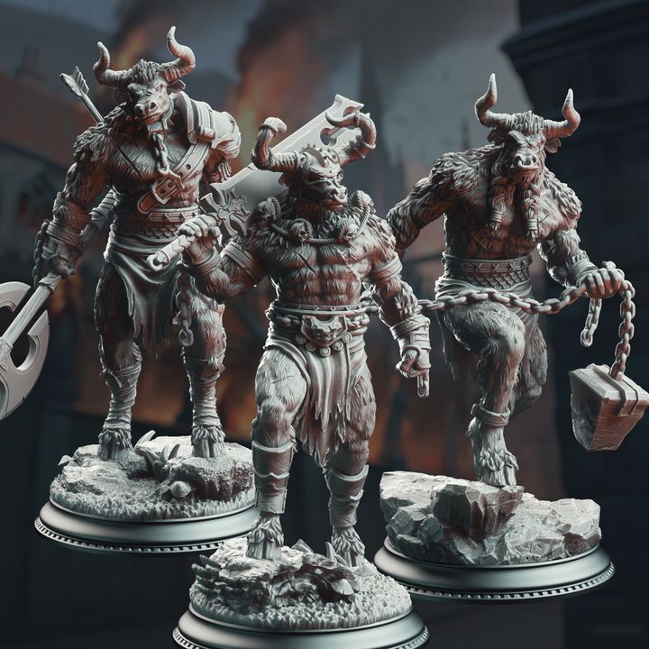 Minotaur Beastrace Barbarian Fighter - Minotaur Warriors by DM Stash
