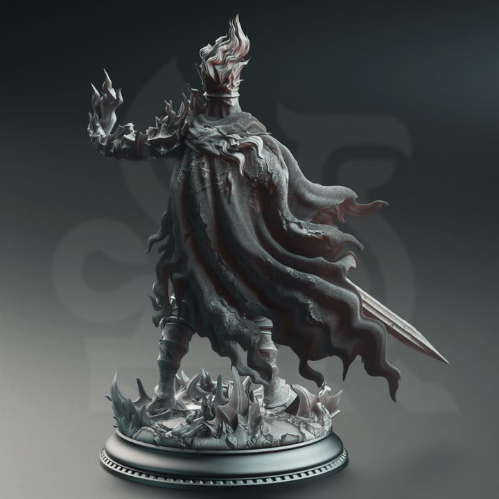 Necrotic Warrior Crown Lich Villain NPC 32mm Scale - Burning Knight by DM Stash