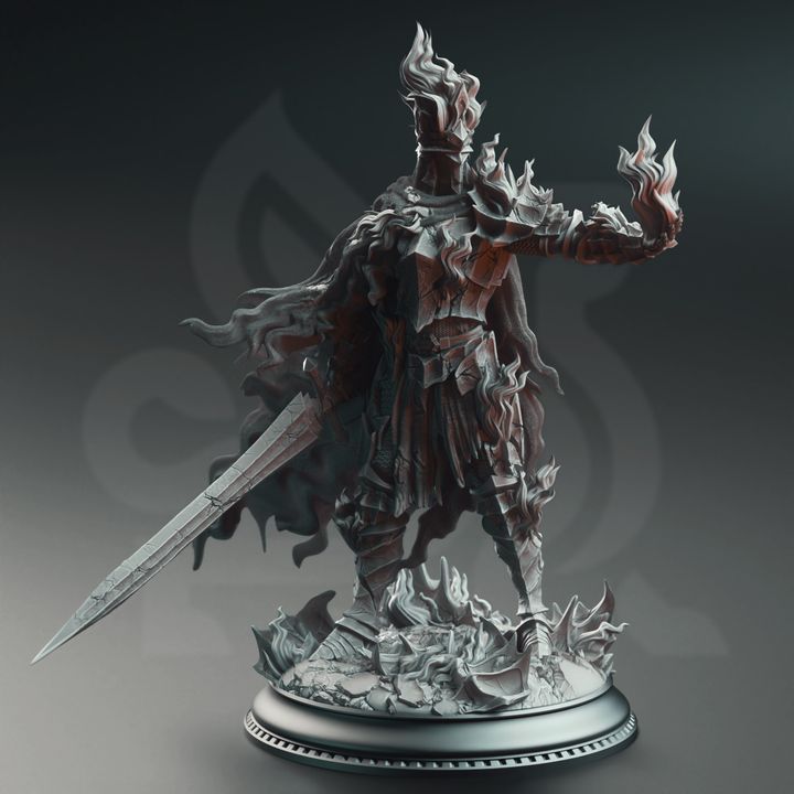 Necrotic Warrior Crown Lich Villain NPC 32mm Scale - Burning Knight by DM Stash
