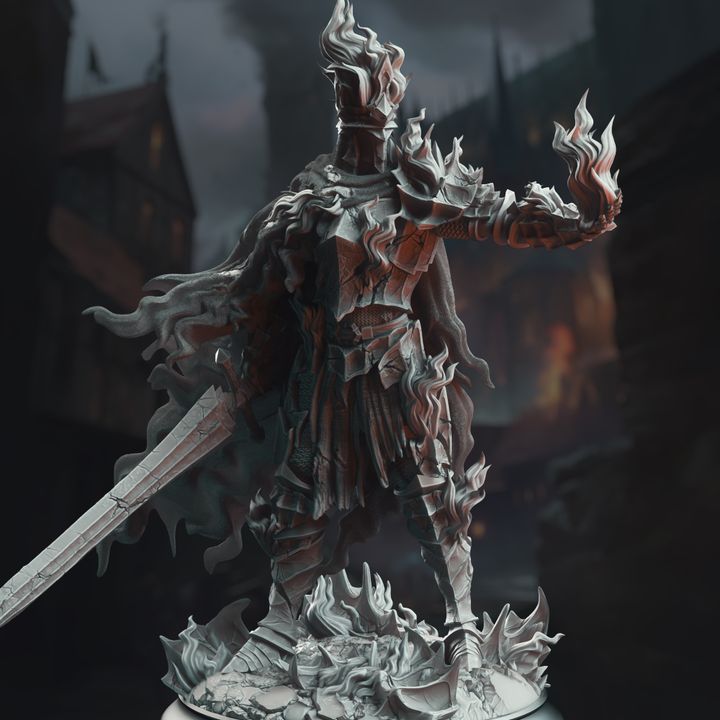 Necrotic Warrior Crown Lich Villain NPC 32mm Scale - Burning Knight by DM Stash
