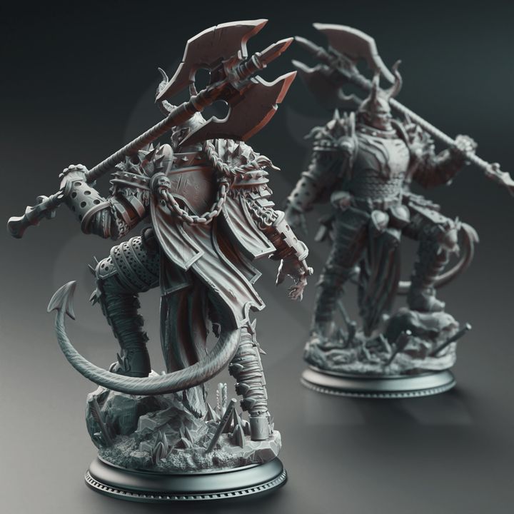 Armored Devil Axe Barbarian Tiefling Demon - Knight of the Hells by DM Stash