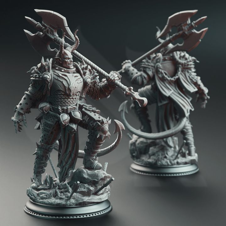 Armored Devil Axe Barbarian Tiefling Demon - Knight of the Hells by DM Stash