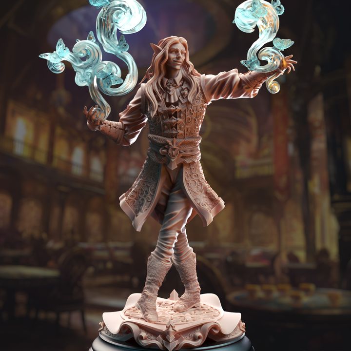 Elf Spellcaster Warlock Magician 32mm Scale - Elven Enchanting Sorcerer by DM Stash