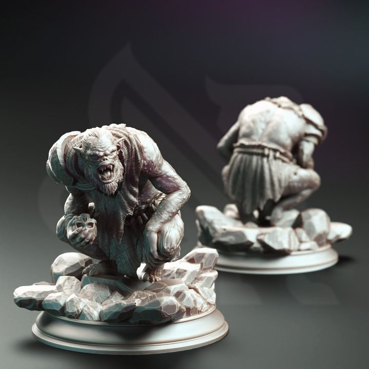 Troglodyte Trio Mob Enemy Monsters 32mm Scale - Trog Cannibals by DM Stash