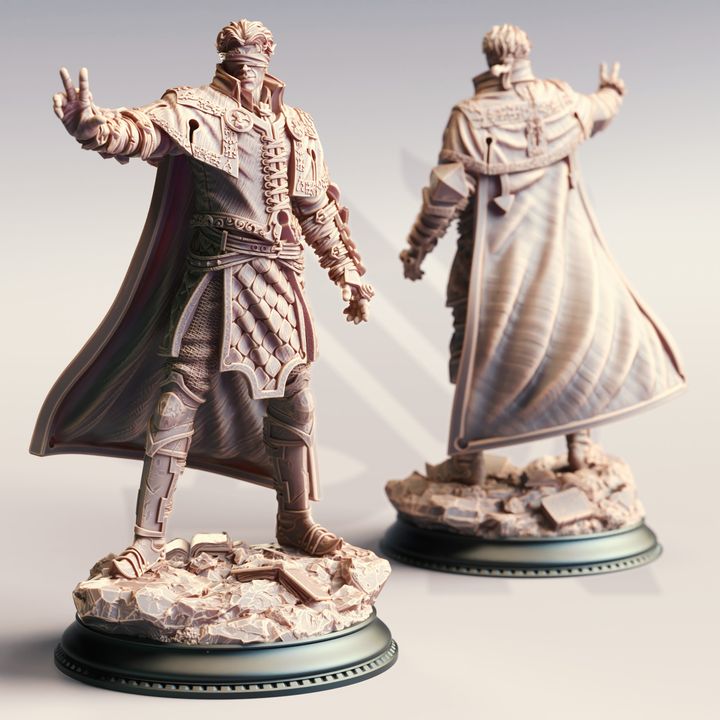 Blind Monk Unarmed Fighter 32mm Scale - Half Elf Psionic by DM Stash