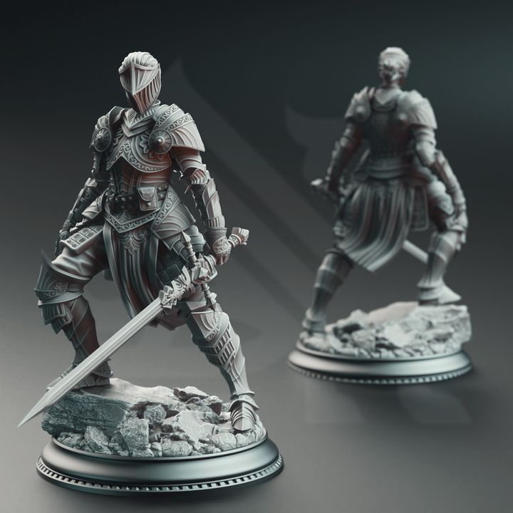 Female Armored Knight Fighter 32mm Scale - Commander of the West by DM Stash
