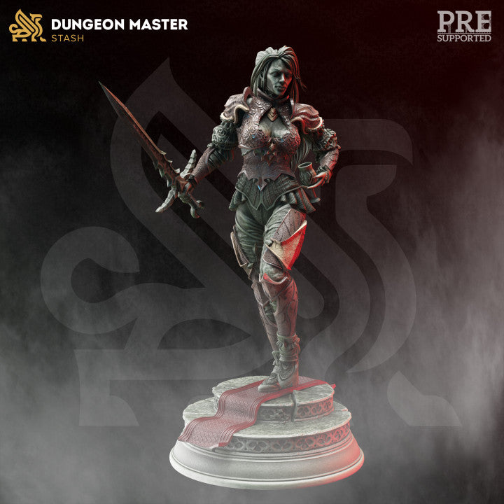 Vampire Female Warrior Swordsman Undead Miniature 32mm Scale - Vampire Duelist by DM Stash