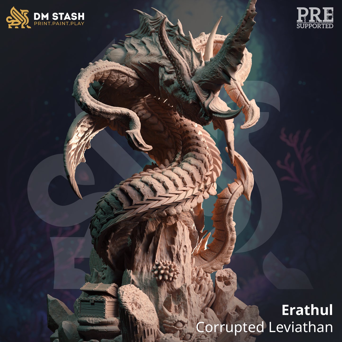 Giant Enemy Eel Gargantuan Sea Monster Boss 32mm Scale - Ancient Corrupted Leviathan by DM Stash