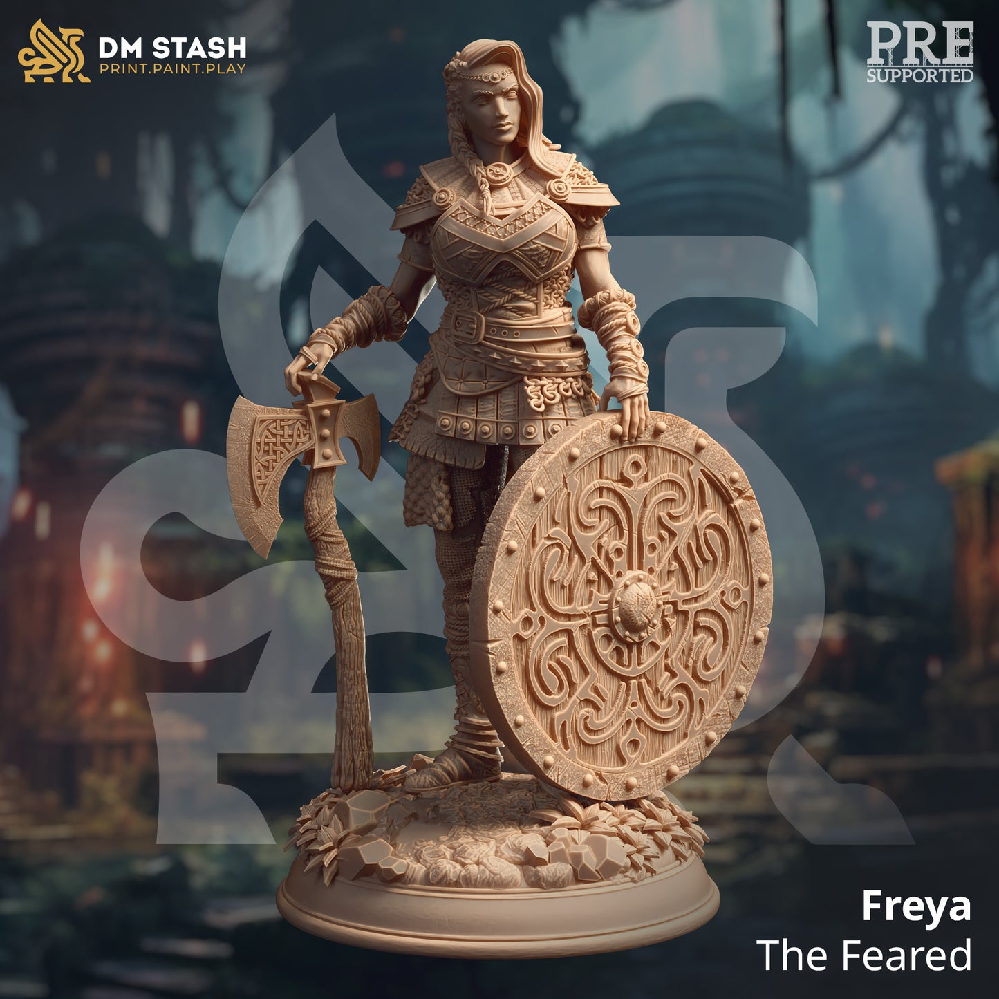 Celtic Female Viking Axe Warrior Barbarian 32mm Scale - Elite Shieldmaiden by DM Stash