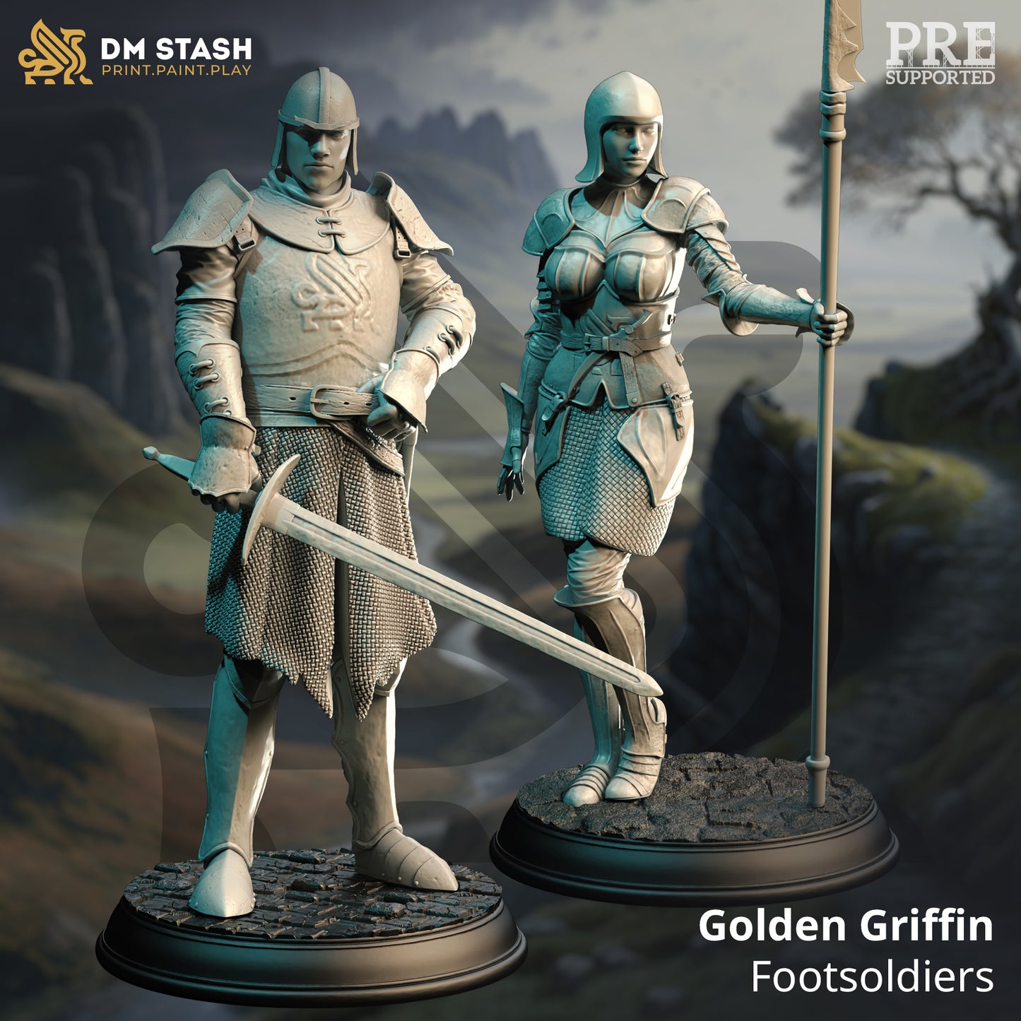 City Guard Human Infantry Male Female Sword Polearm 32mm Scale - Footsoldiers by DM Stash