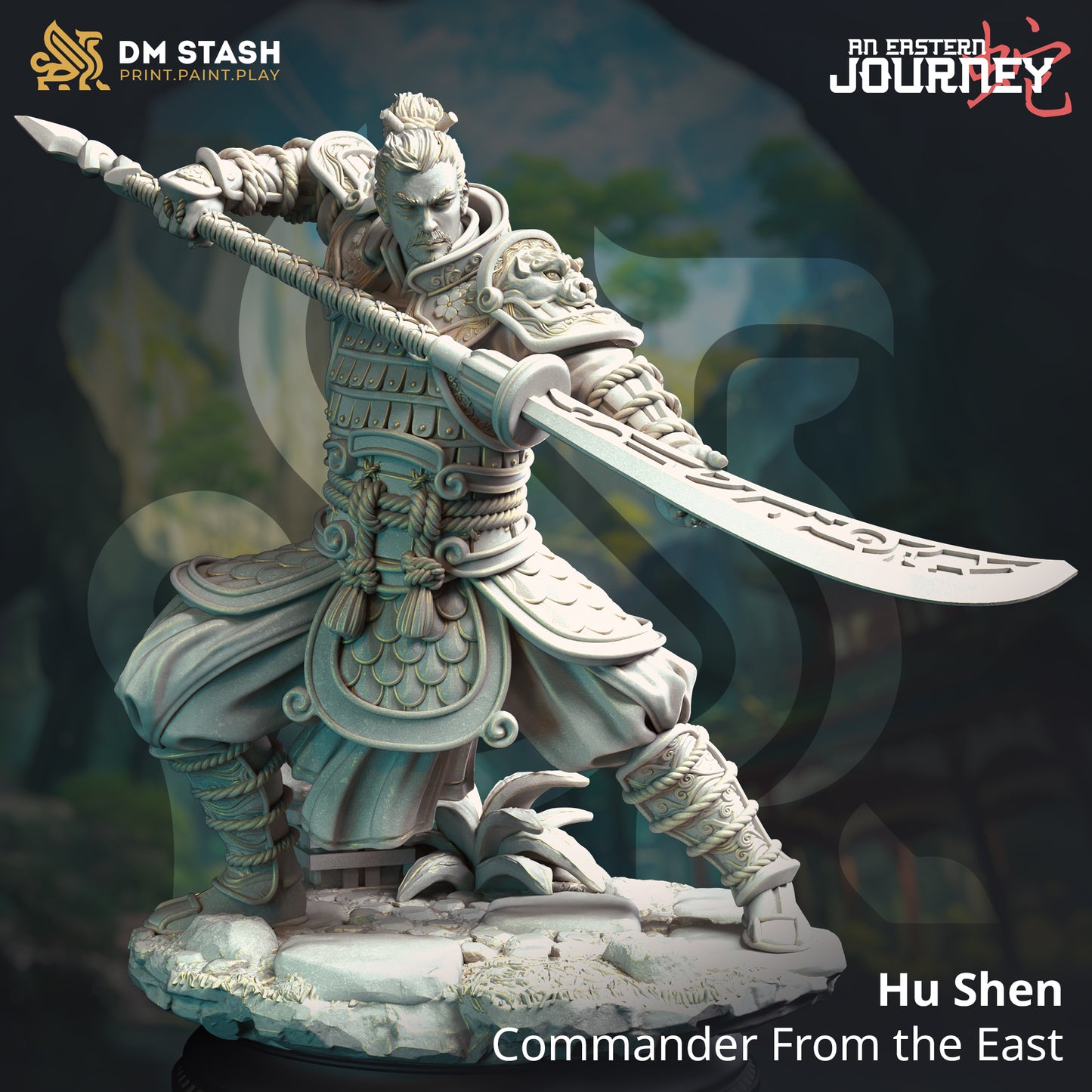 Samurai Spearman Polearm Warrior 32mm Scale - Eastern Commander by DM Stash