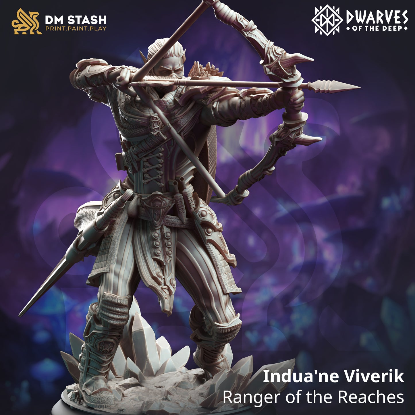 Underdark Elven Archer Bowman 32mm Scale - Drow Ranger by DM Stash