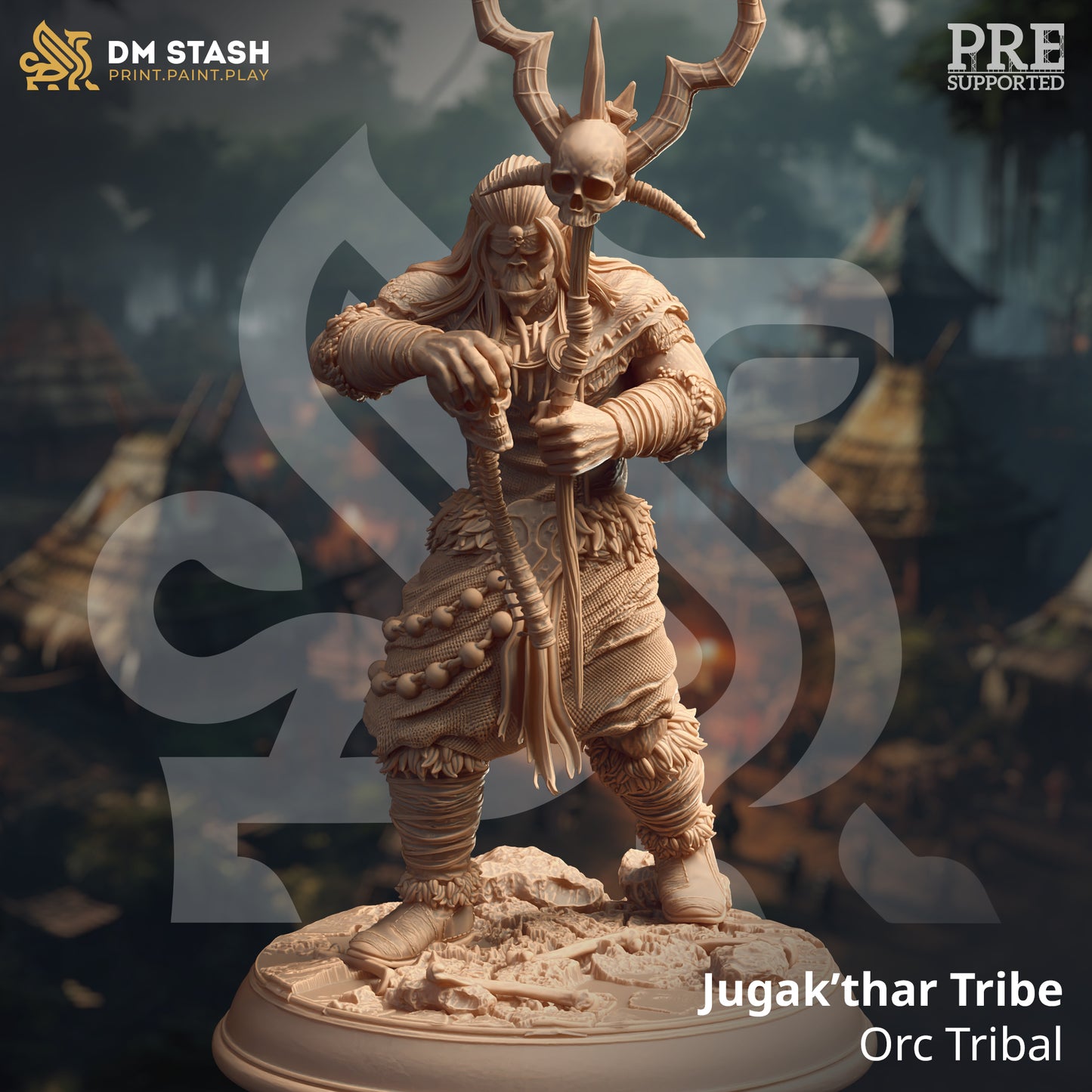 Orc Bandit Tribe Hunter Shaman Warrior Trio 32mm Scale - Orc Tribal Trio by DM Stash