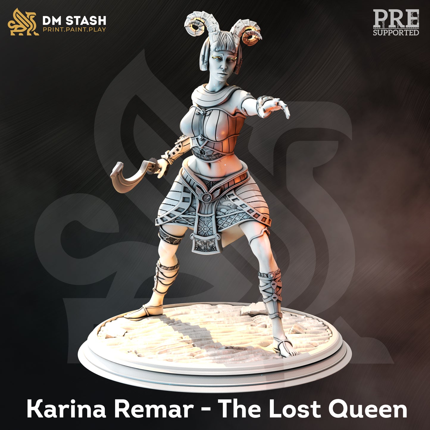 Egyptian Female Demonspawn Spellcaster Miniature 32mm Scale - Exotic Tiefling Warlock by DM Stash