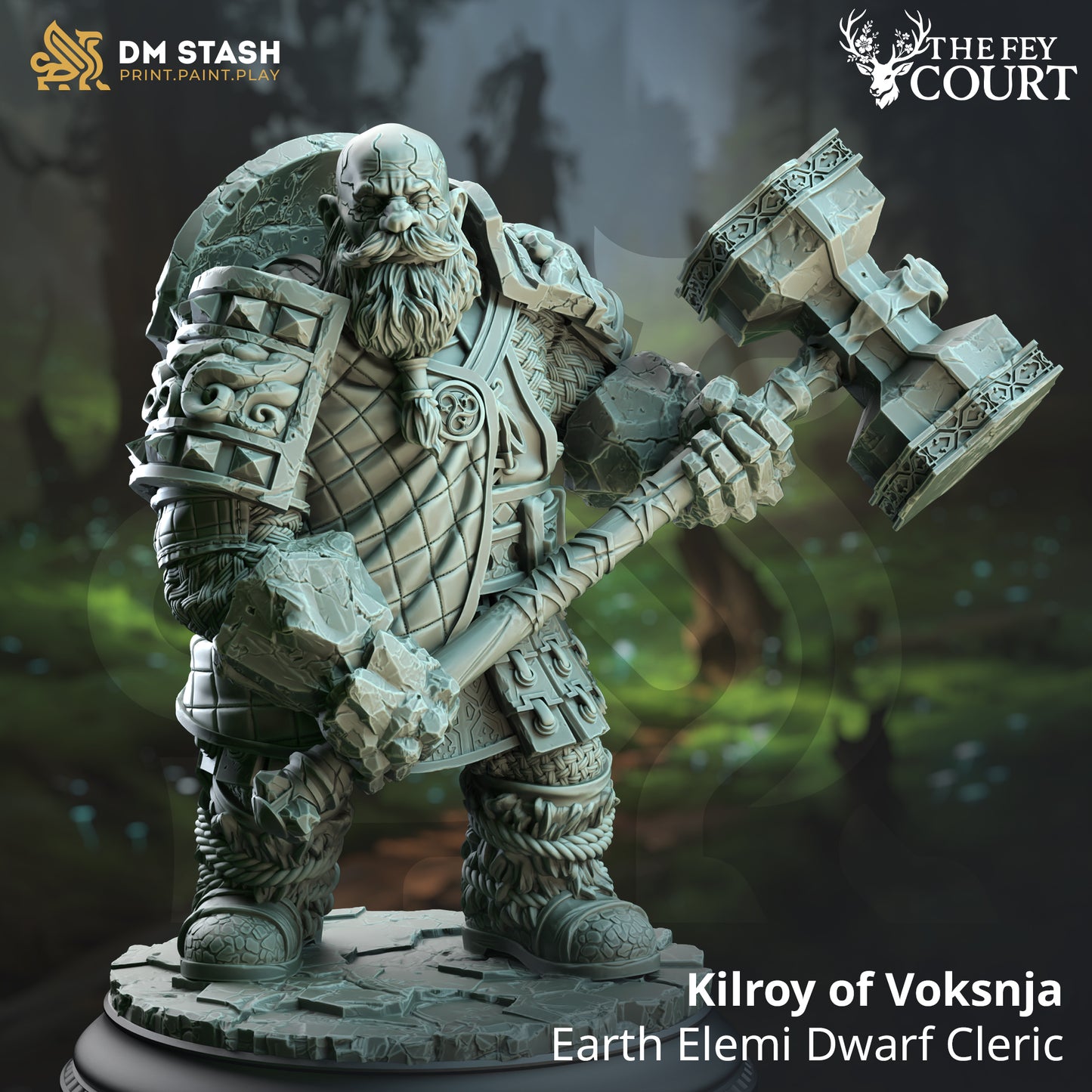 Rock Dwarf Hammer Warrior Elemental - Earth Genasi Dwarf Cleric by DM Stash