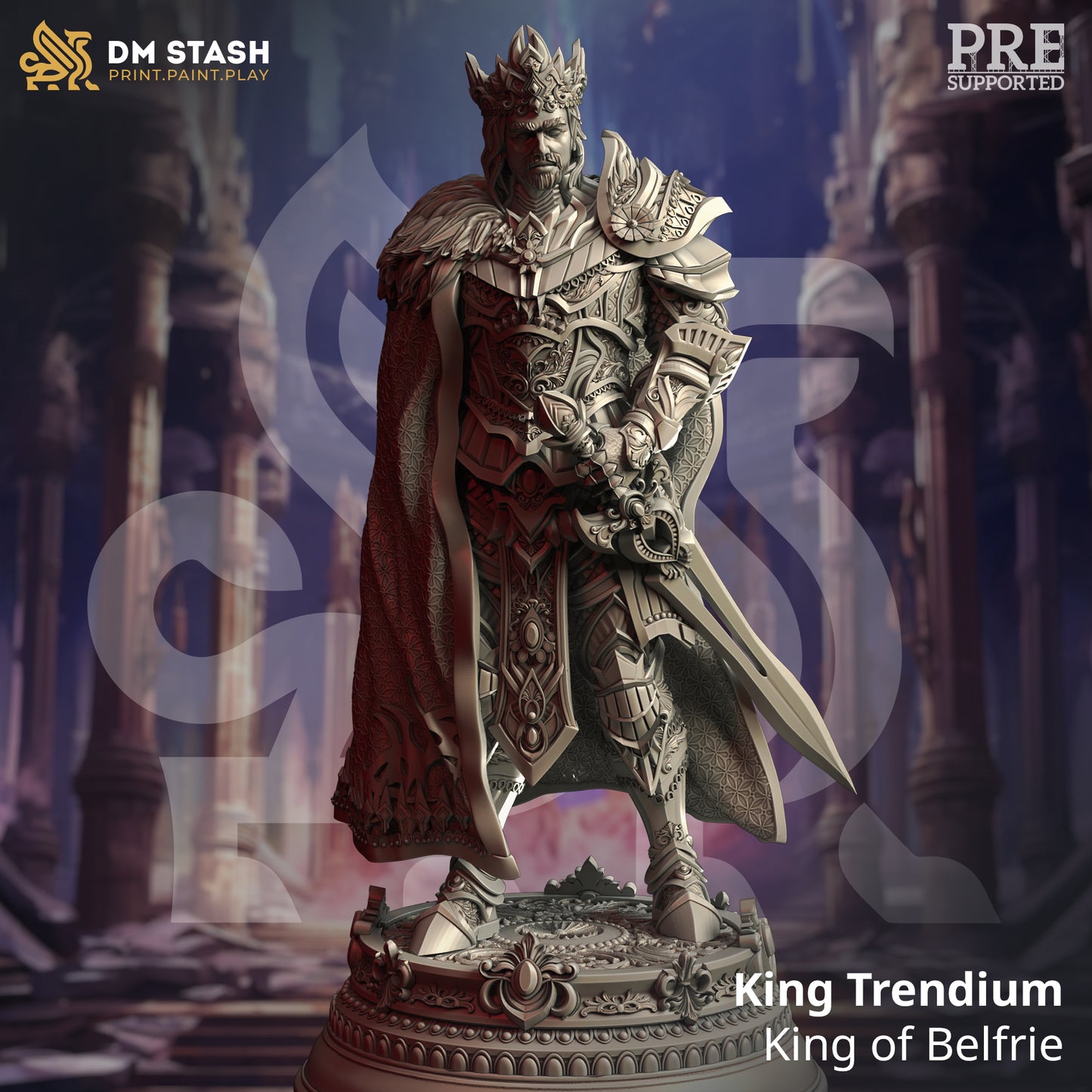 Fantasy Kingdom Ruler Noble NPC Miniature 32mm Scale - Human Warrior King by DM Stash