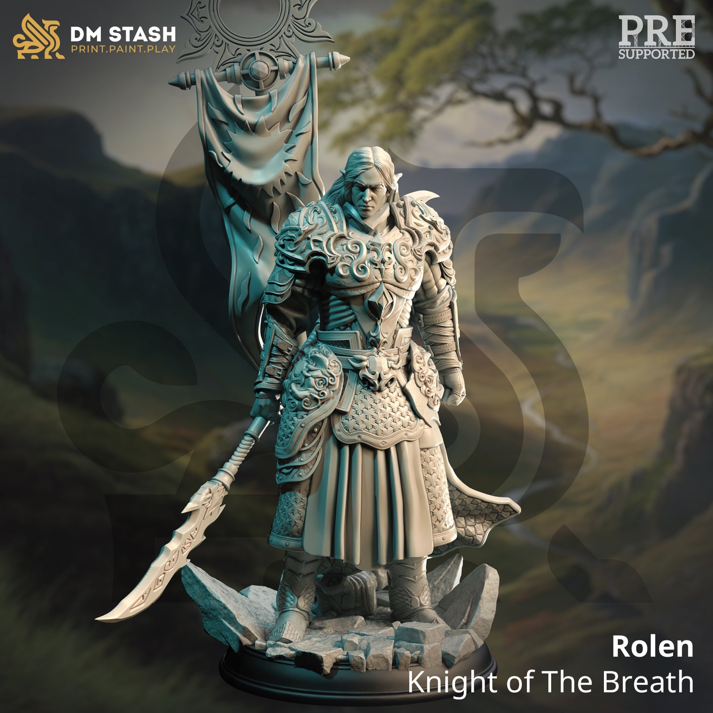 Royal Guard Elf Polearm Warrior 32mm Scale - Elven Eldritch Knight by DM Stash