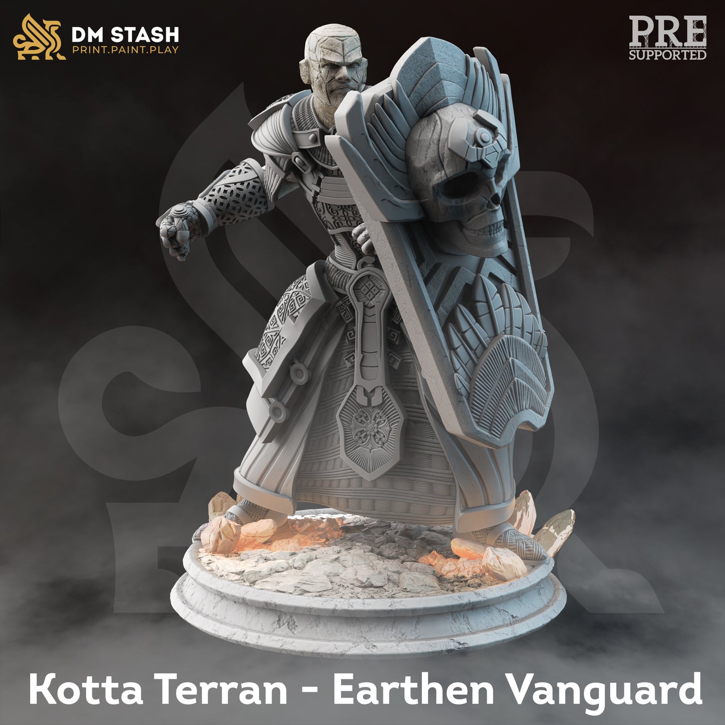Eldritch Death Knight Necromancer Fighter Miniature 32mm Scale - Earth Genasi Vanguard by DM Stash