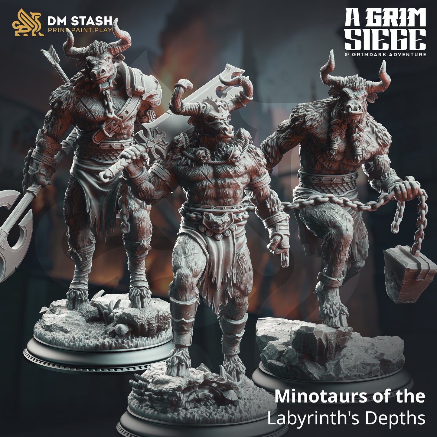 Minotaur Beastrace Barbarian Fighter - Minotaur Warriors by DM Stash