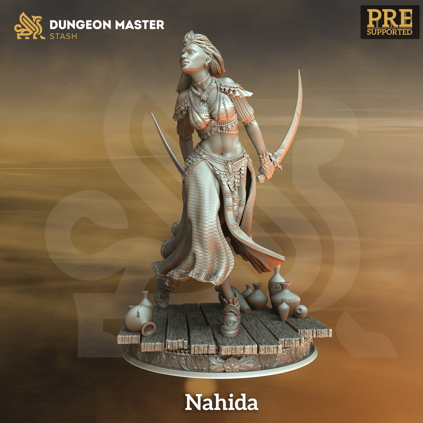 Arabian Female Warrior Assassin Dual Scimitar 32mm Scale - Sword Dancer by DM Stash