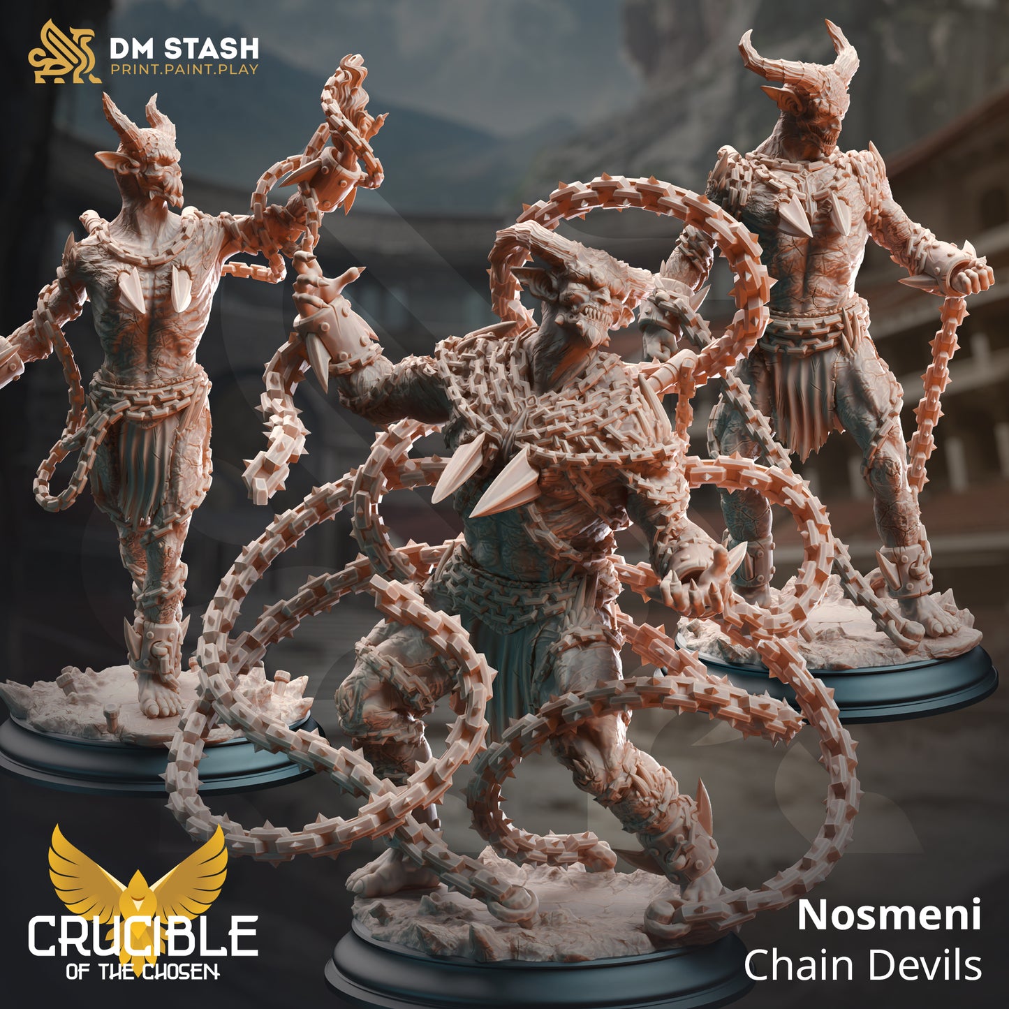 Demonic Chained Warrior Undead Fiends 3 forms 32mm Scale - Chain Devils by DM Stash