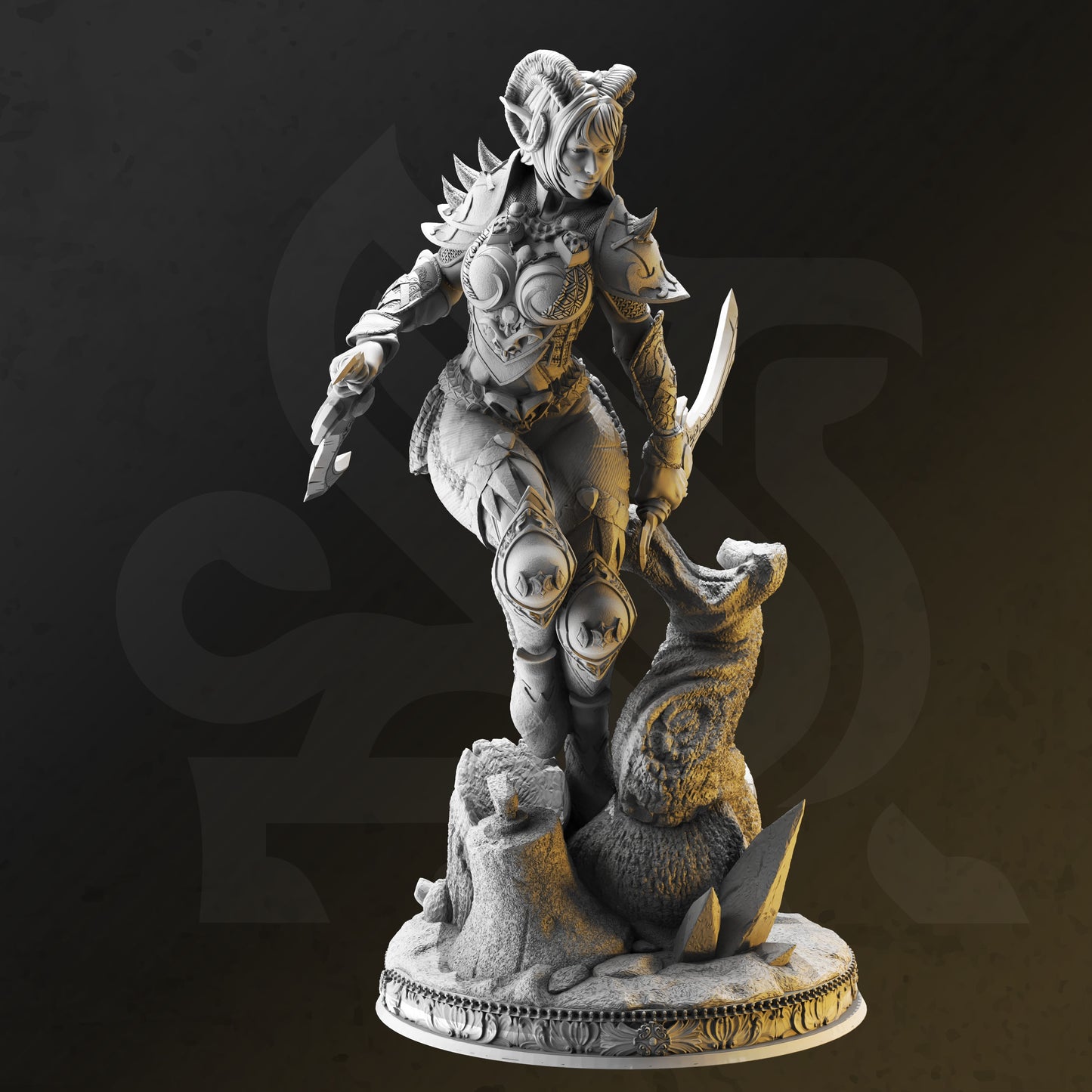 Tiefling Rogue Female Dagger Adventurer Miniature 32mm Scale - Orlena by DM Stash