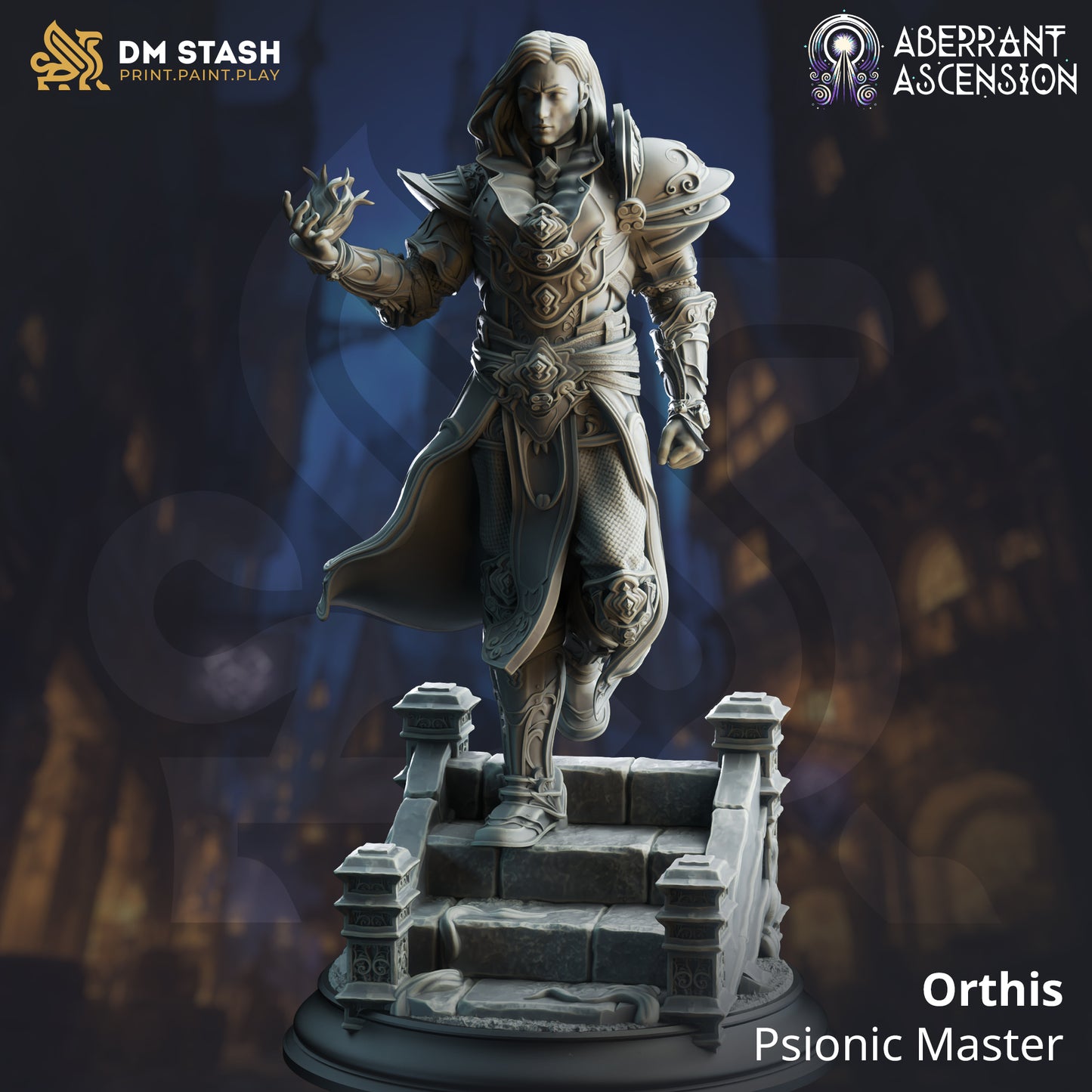 Human Warlock Spellcaster Armored Knight 32mm Scale - Psionic Master Orthis by DM Stash