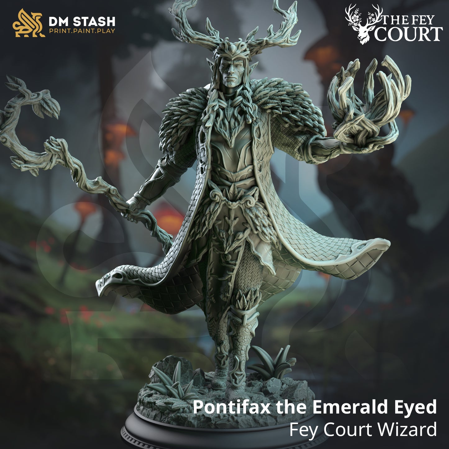 Druid King Nature Spellcaster Warlock 32mm Scale - Fey Touched Elf Lord by DM Stash