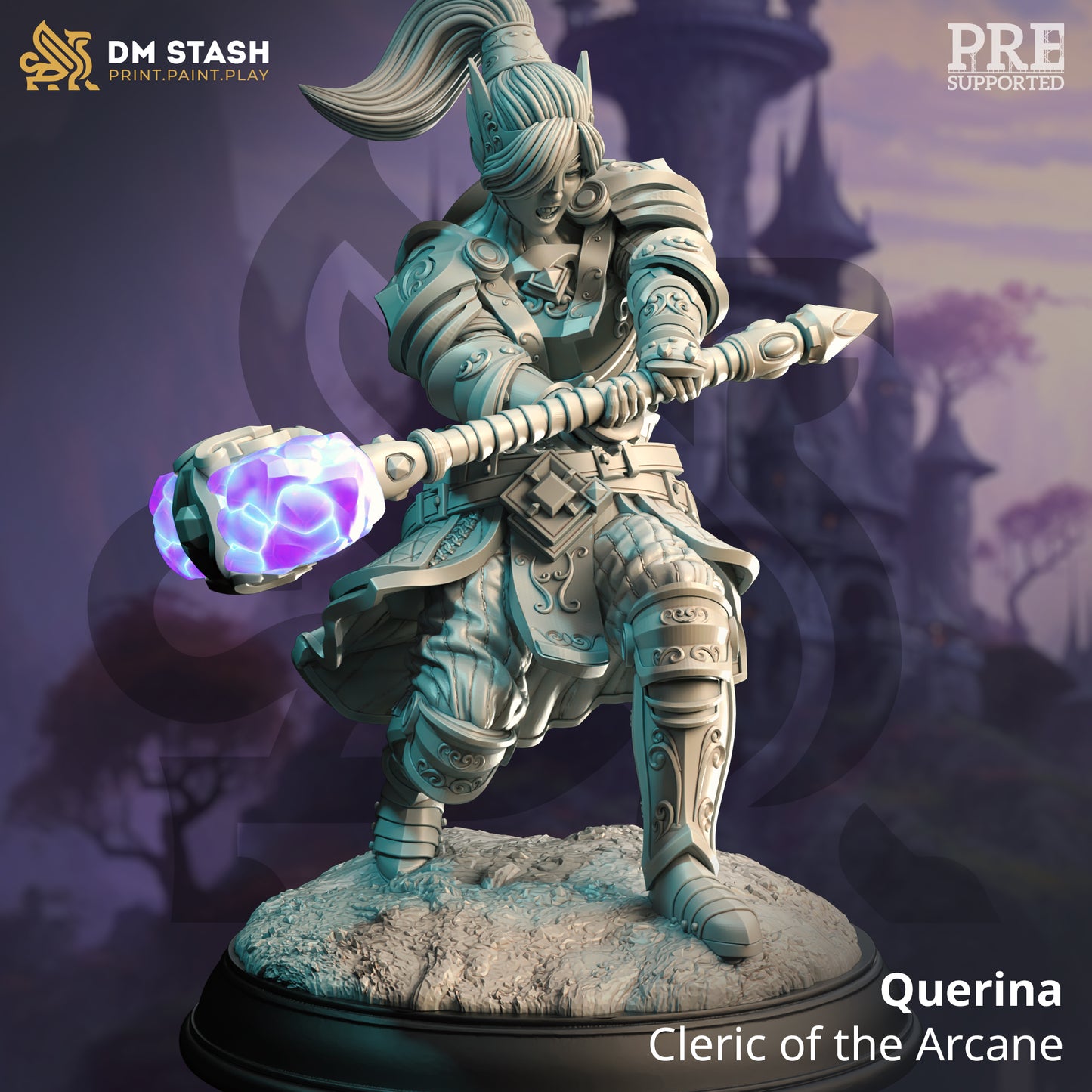 Elf Paladin Female Warrior Hammer 32mm Scale - Cleric of the Arcane by DM Stash
