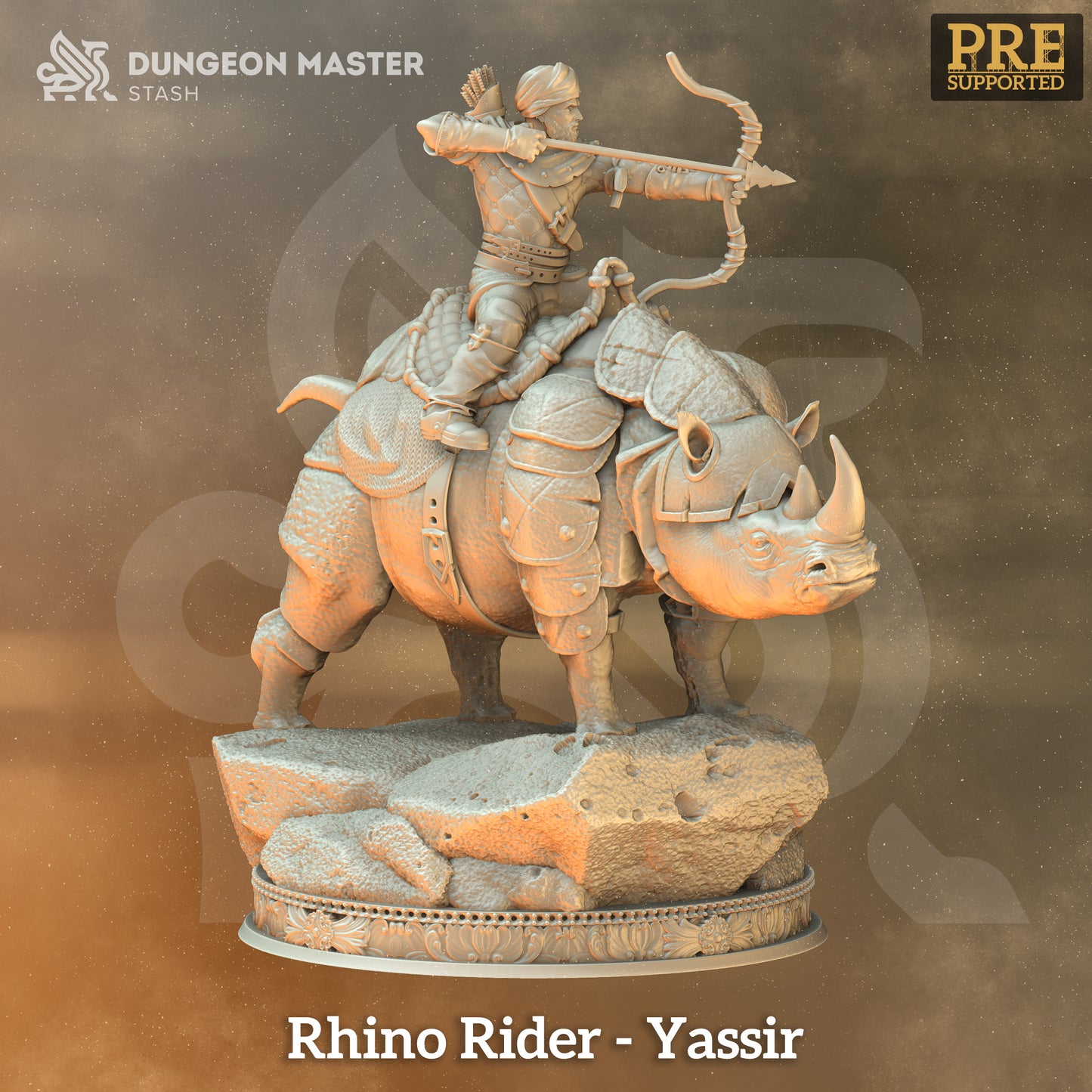 Mounted Dessert Cavalry Archer 32mm Scale - Rhino Rider by DM Stash