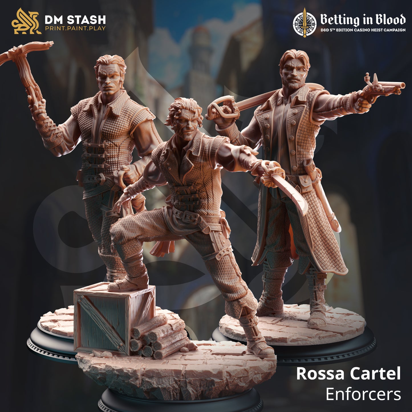 Human Mob Pirate Gunslinger Trio Enemy 32mm Scale - Bandit Thugs by DM Stash