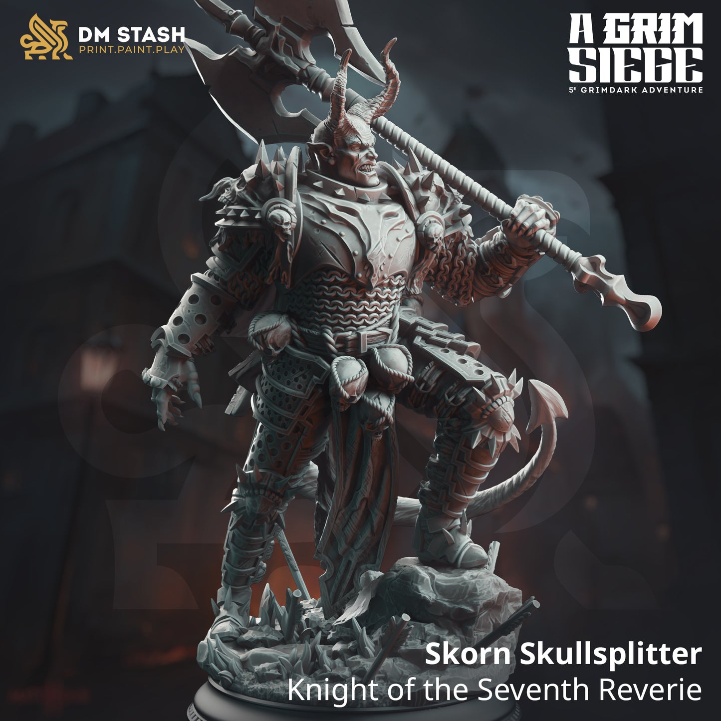 Armored Devil Axe Barbarian Tiefling Demon - Knight of the Hells by DM Stash