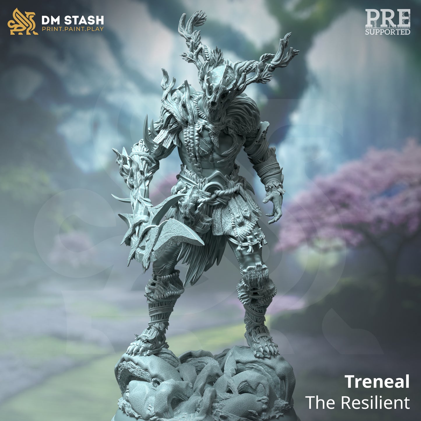 Tribal Druid Shapeshifter Warrior Villain 32mm Scale - Infused Druidic Barbarian by DM Stash