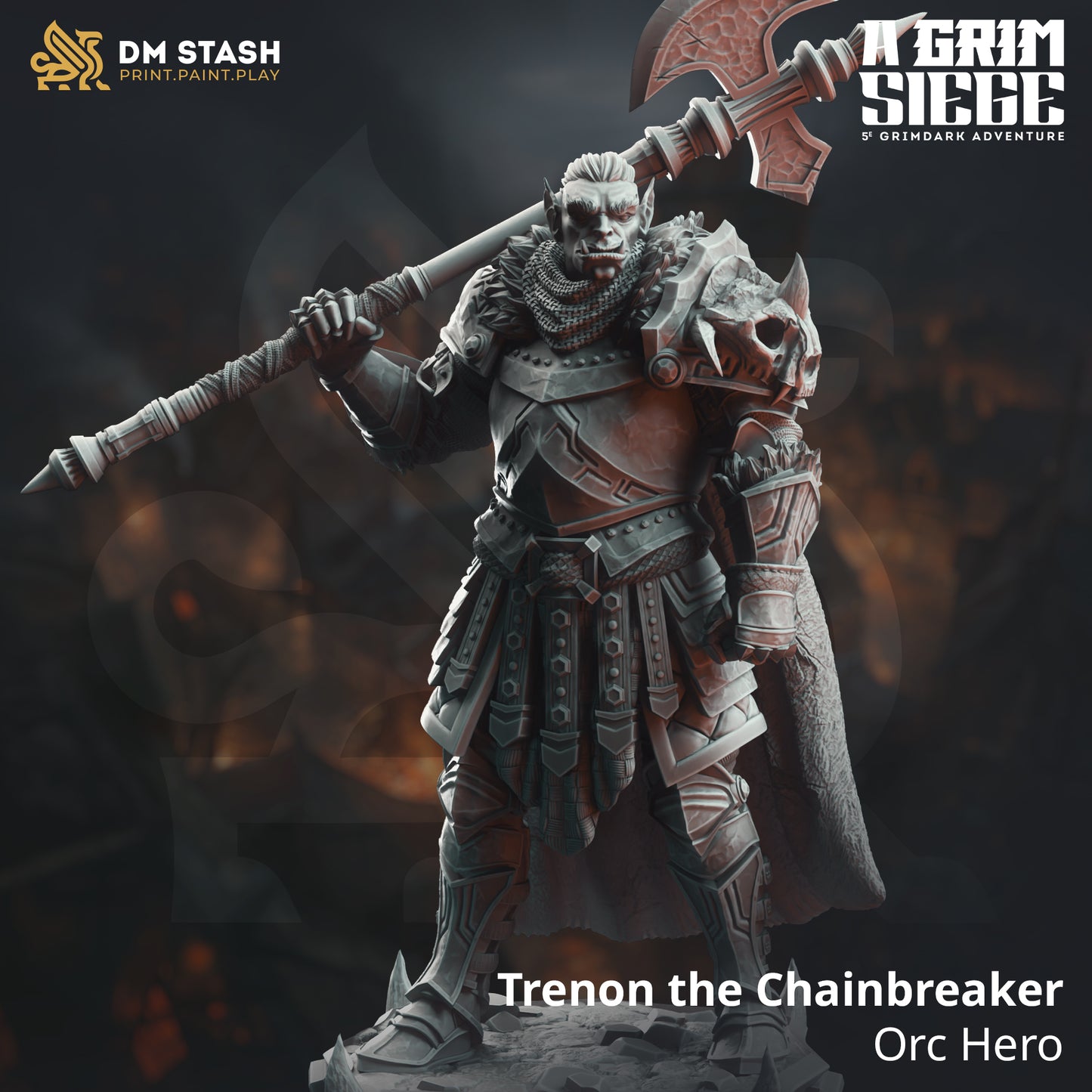 Orcish Executioner Axe Fighter - Orc Grimdark Knight by DM Stash