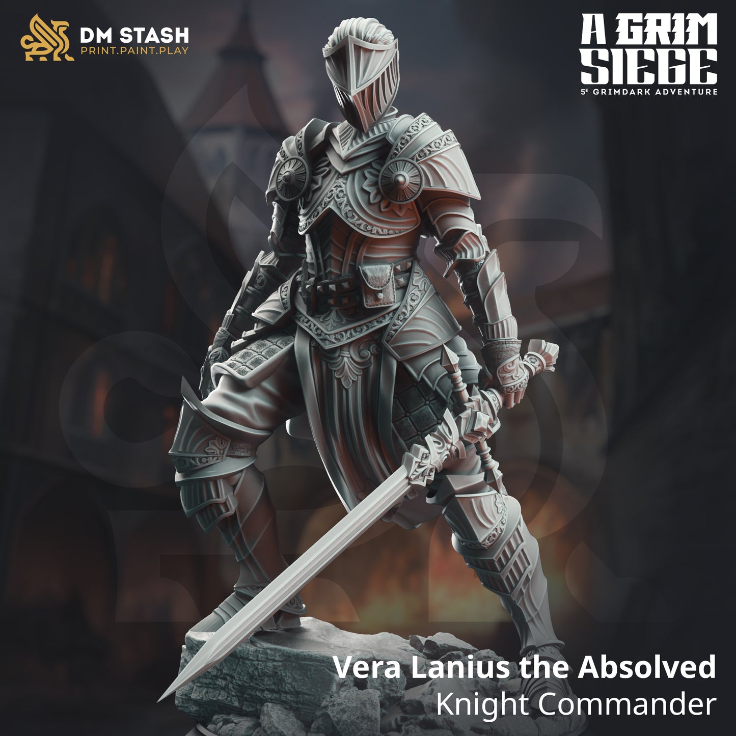 Female Armored Knight Fighter 32mm Scale - Commander of the West by DM Stash