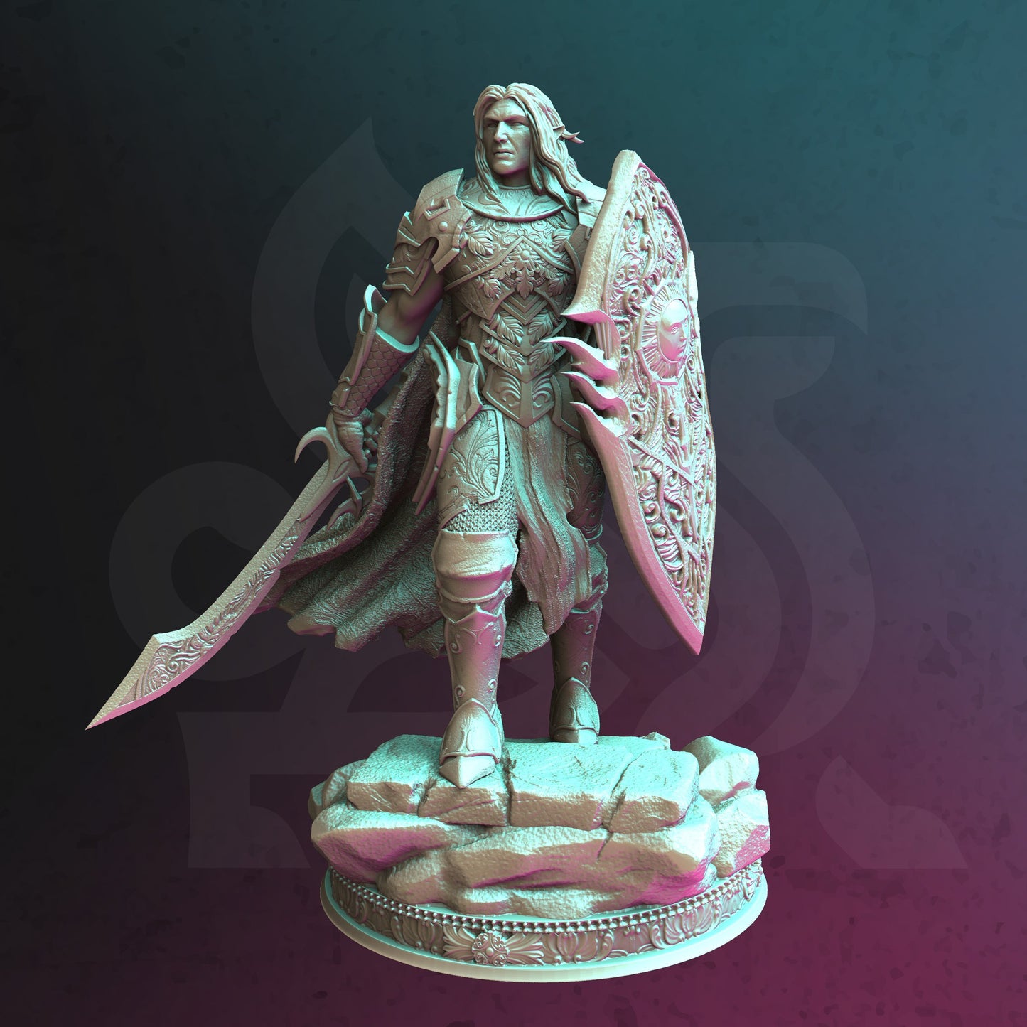 Elf Warrior Armored Drow Knight 32mm Scale - Elven Paladin by DM Stash