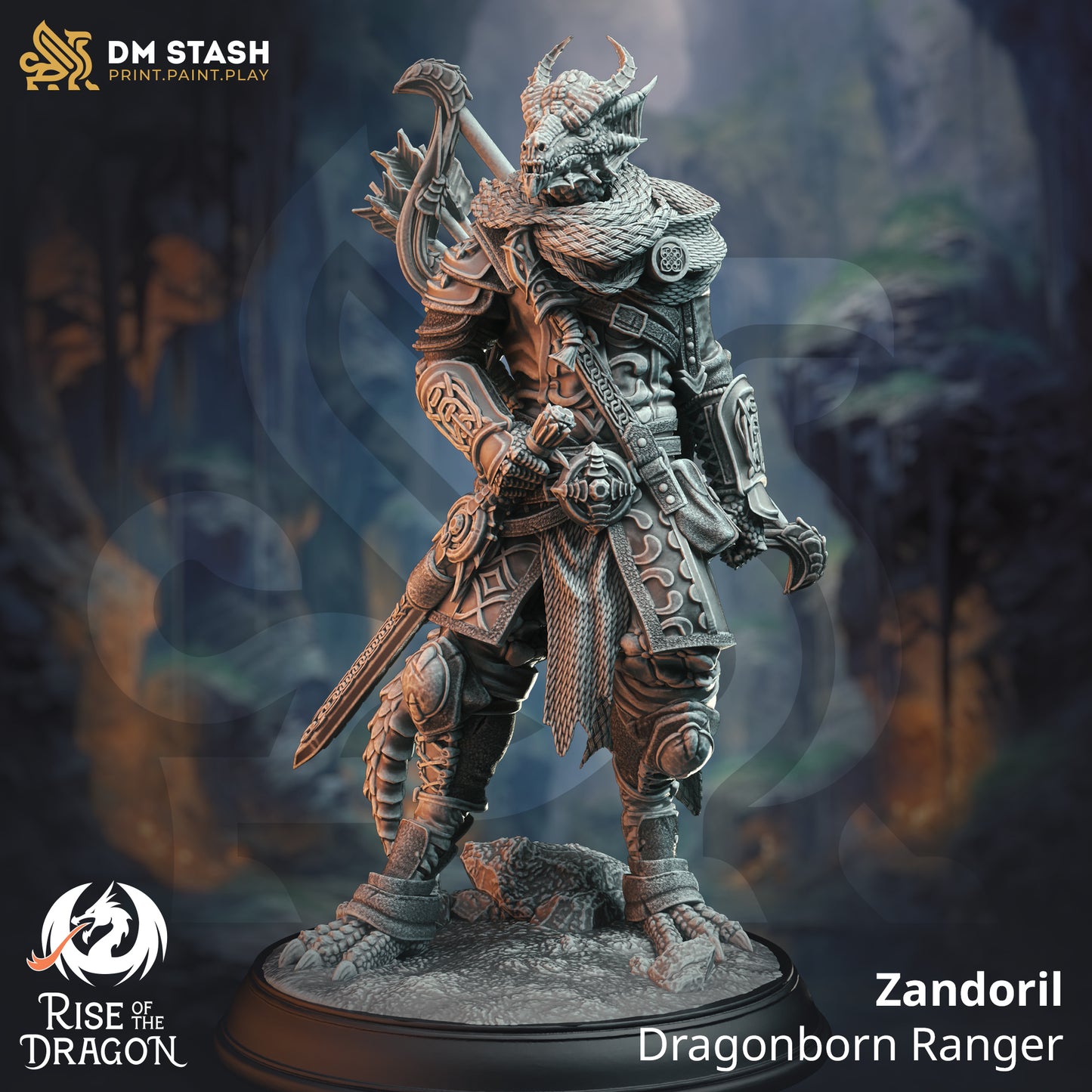 Draconic Assassin Rogue Archer Swordsman 32mm Scale - Dragonborn Ranger by DM Stash