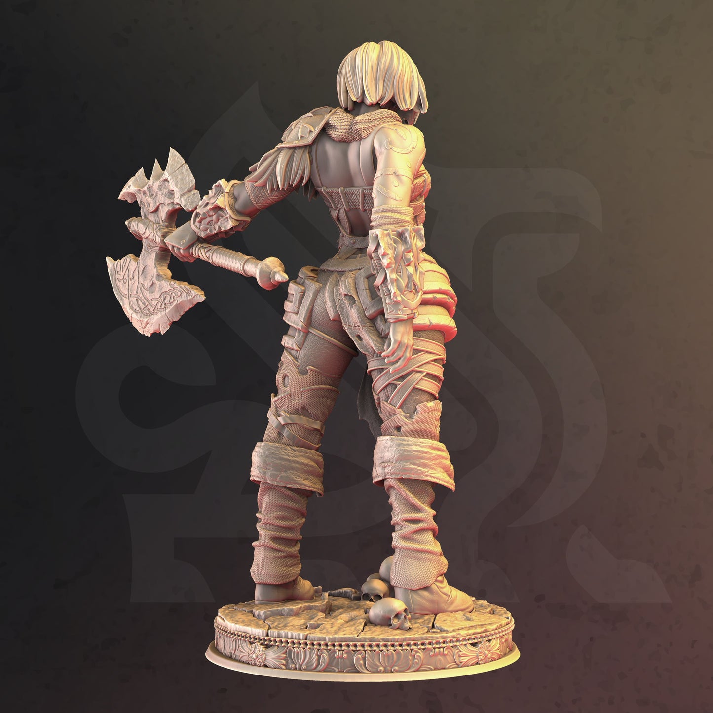 Barbarian Female Greataxe Warrior Miniature 32mm Scale - Goliath Barbarian by DM Stash