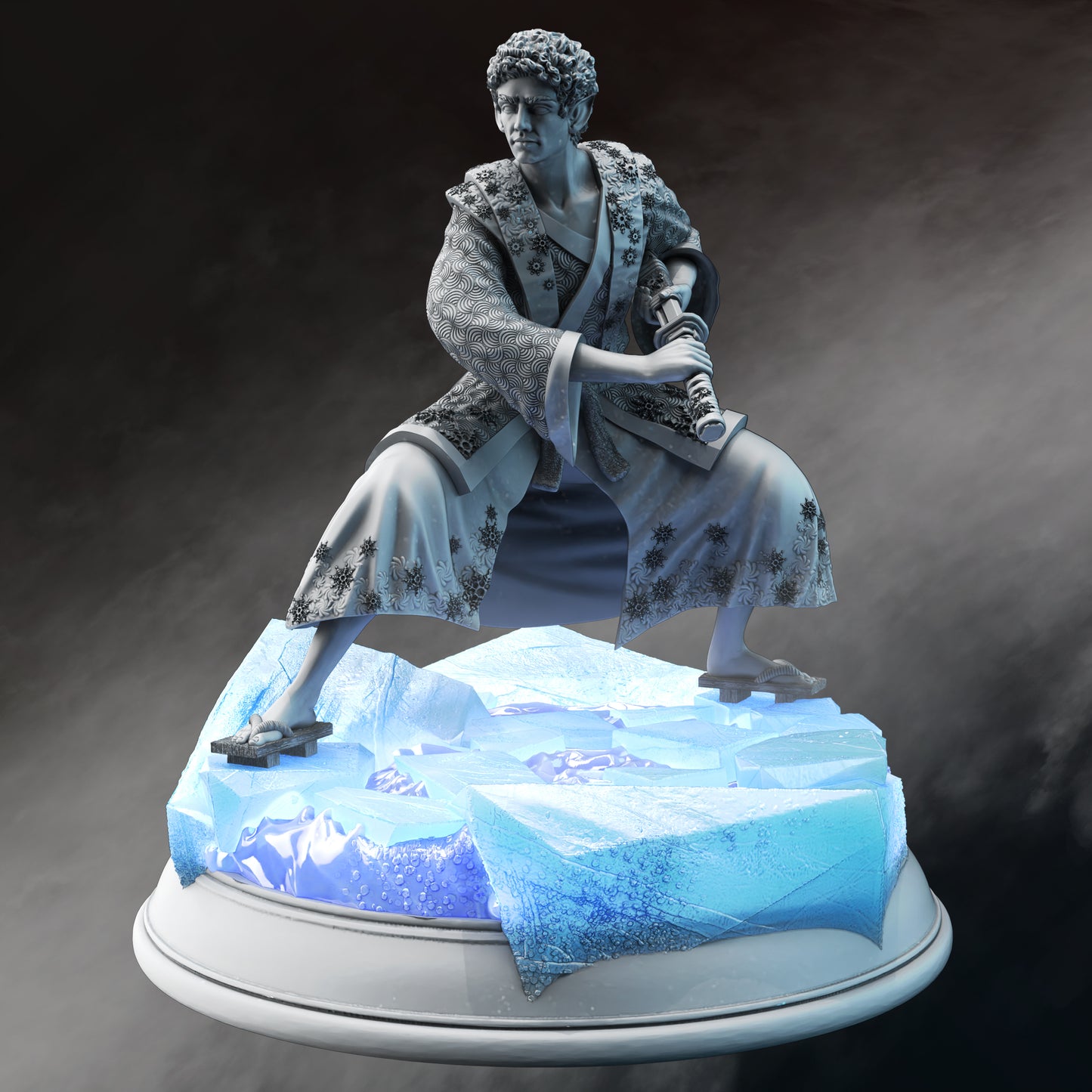 Elven Katana Warrior Ranger Genasi Miniature 32mm Scale - Water Elf Samurai by DM Stash
