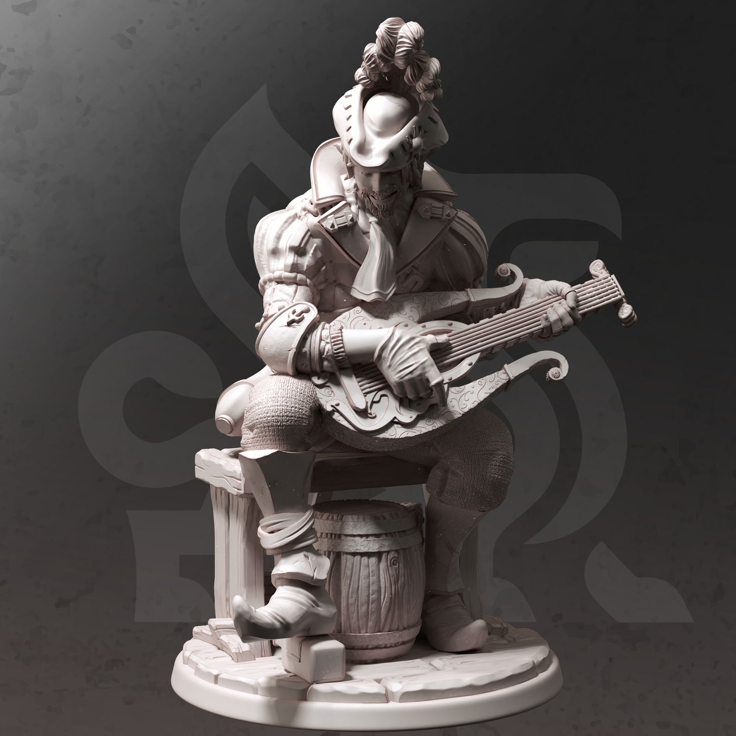 Elf Lute Bard Warrior Tavern Musician Miniature 32mm Scale - Half-Elf Bard by DM Stash