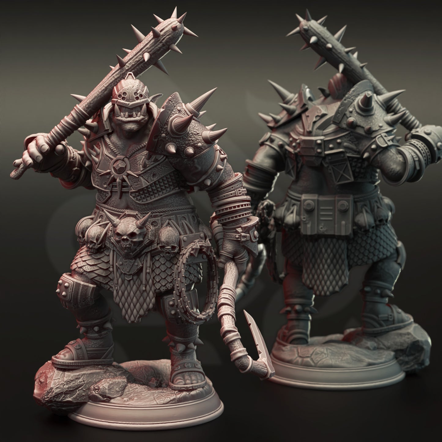 Orc Barbarian Boss Warrior Villain 32mm Scale - Orc War Captain by DM Stash