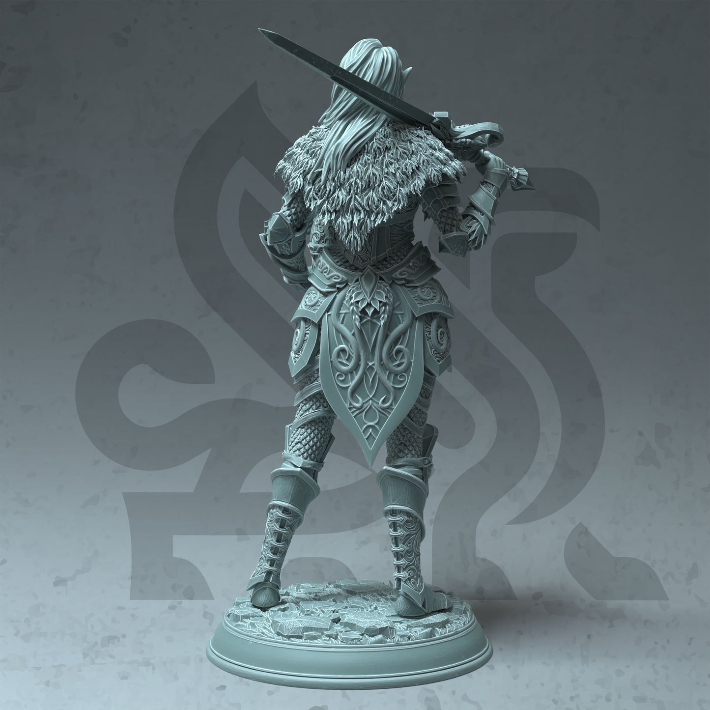 High Elf Female Warrior Longsword Drow 32mm Scale - Fey Elf Paladin by DM Stash