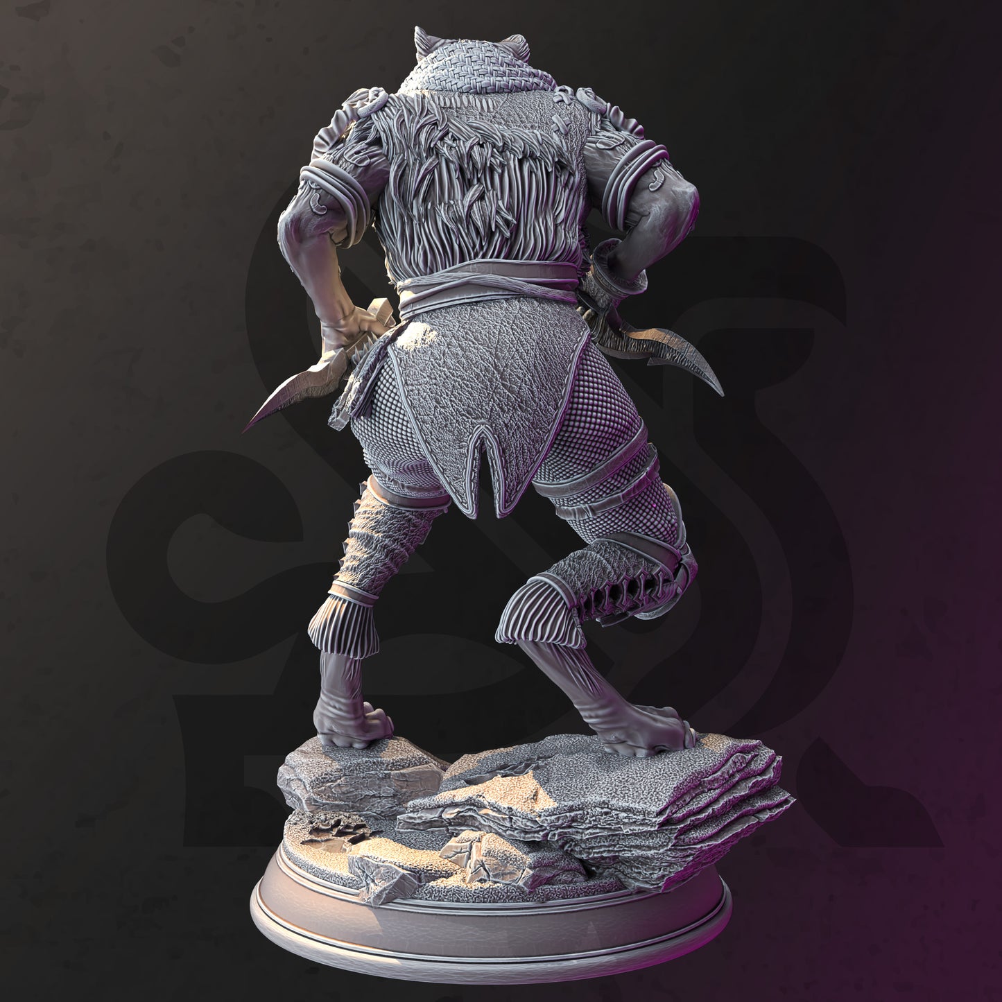Dual Dagger Cat Folk Assassin 32mm Scale - Tabaxi Snow Leopard Rogue by DM Stash