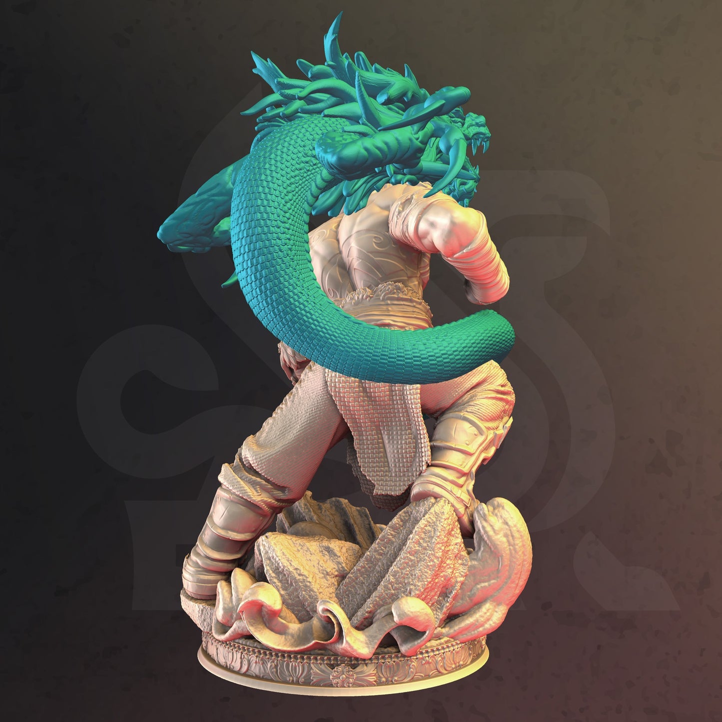 Unarmed Orc Astral Monk Fighter Miniature 32mm Scale - Dragon Spirit Orc Monk by DM Stash