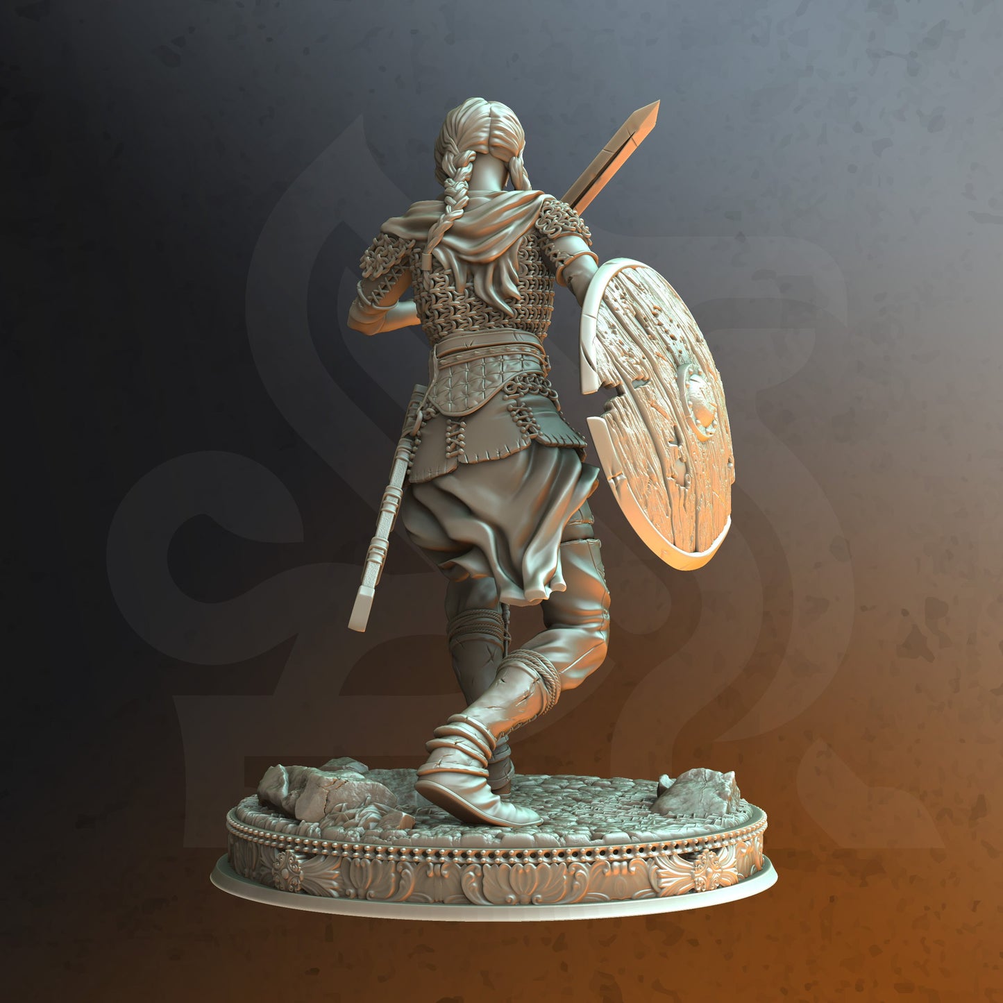 Celtic Warrior Female Human Fantasy Miniature 32mm Scale - Shield Maiden by DM Stash