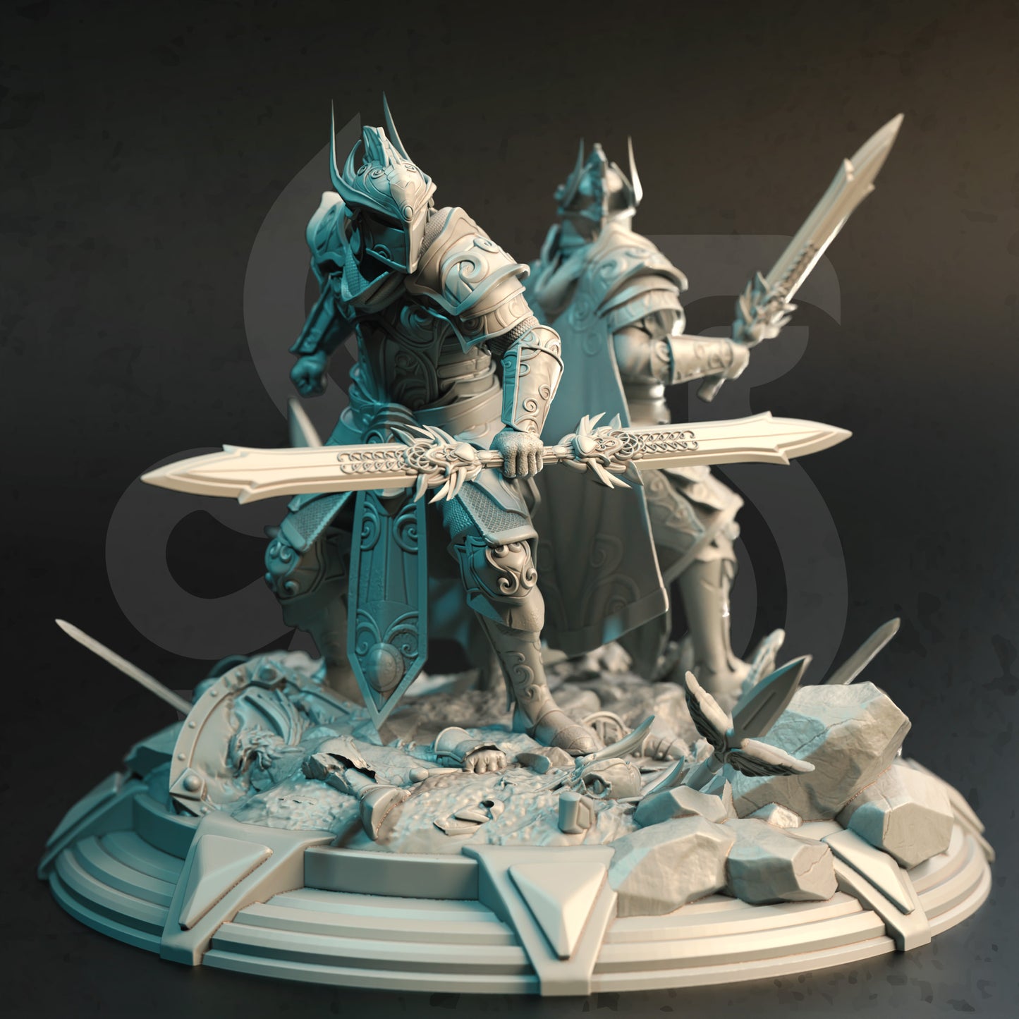 Elven Royal Guard Warriors Male Female Duet 32mm Scale - High Elf Soldiers by DM Stash