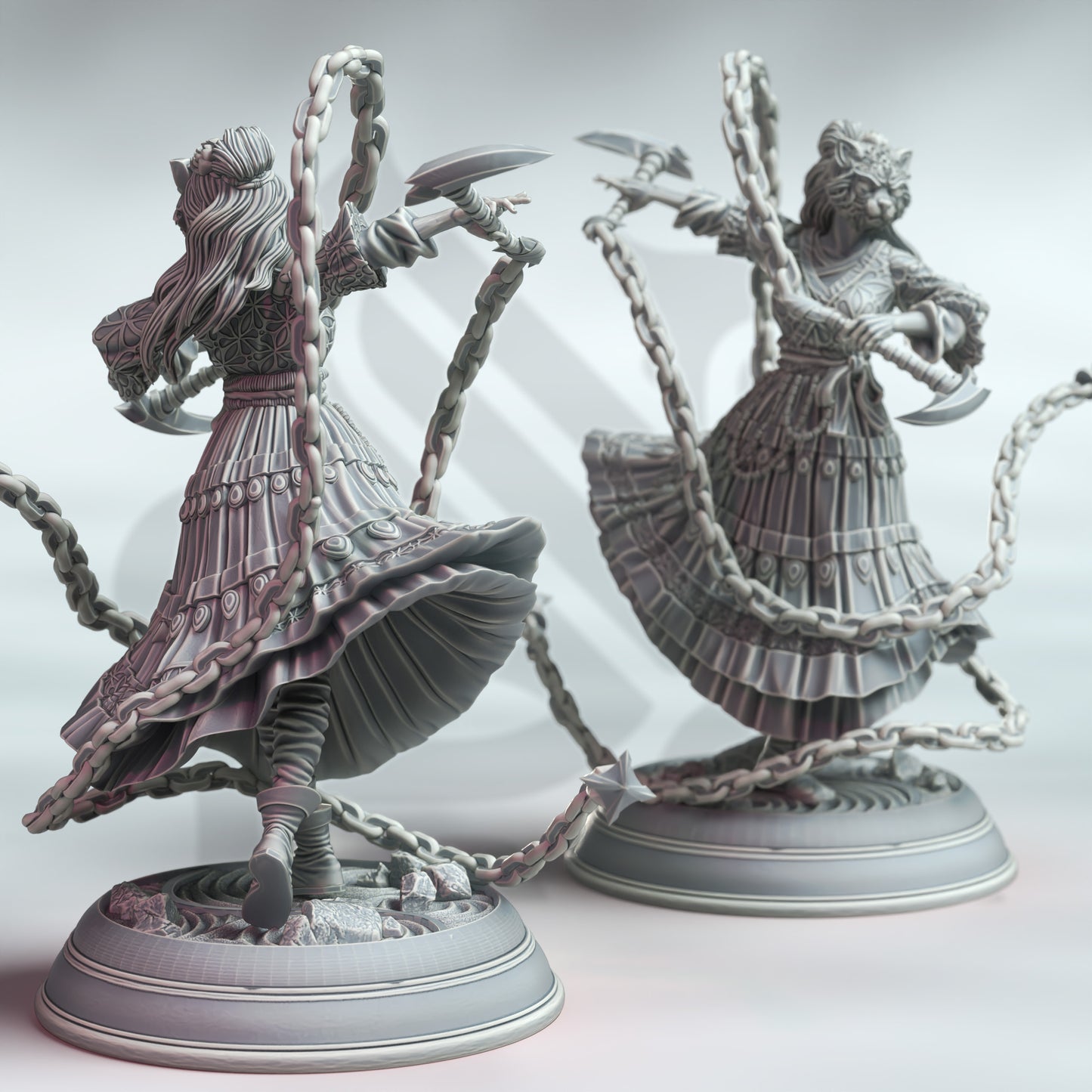 Samurai Elder Female Chain Warrior Villain Miniature 32mm - Samurai of the Cat by DM Stash